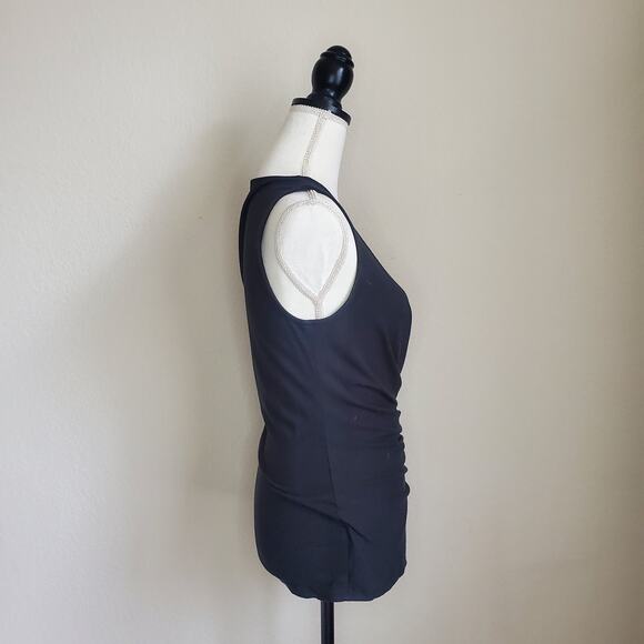 Ann Taylor Black Ruched Top Small - Picture 2 of 8